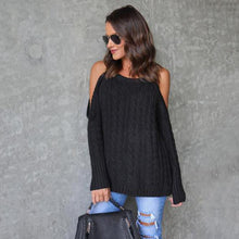 Load image into Gallery viewer, Knit Cold Shoulder Long Sleeve Winter Casual Sweater
