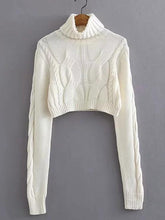 Load image into Gallery viewer, Autumn And Winter High Collar Twist Short Sexy Umbilical Sweater
