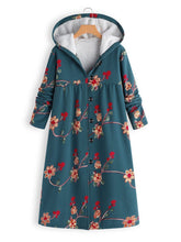 Load image into Gallery viewer, Floral Printed Long Hoodie Coat Outwear
