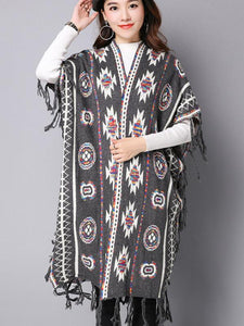 Winter Bohemian V Neck Knitted Long Cardigans Sweaters