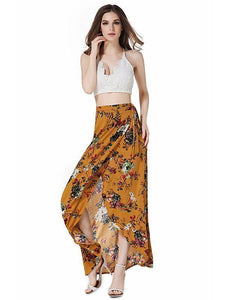 Flower High Waist Split Beach Maxi Skirt