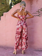 Load image into Gallery viewer, Flower Off Shoulder Boho Beach Jumpsuit
