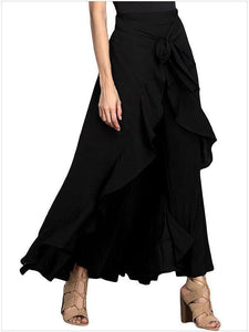 Solid Color Irregular High Waist Maxi Skirt