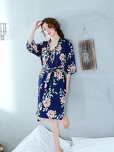 Load image into Gallery viewer, Spring and summer new ladies sexy hanging skirt silk two-piece printed ice silk pajamas women&#39;s suit
