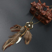 Load image into Gallery viewer, Retro Hollowed  Feather  Tassel Sweater Chain
