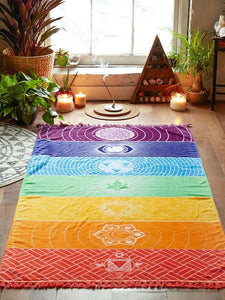 Unique Rectangle Rainbow Summer Beach Towel Yoga Mat