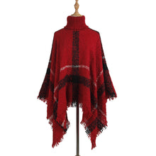 Load image into Gallery viewer, Sweater women&#39;s mid-length high collar fringe cape loose large size knit
