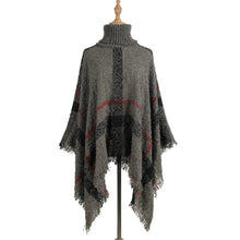 Load image into Gallery viewer, Sweater women&#39;s mid-length high collar fringe cape loose large size knit
