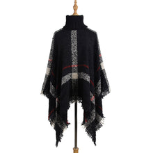 Load image into Gallery viewer, Sweater women&#39;s mid-length high collar fringe cape loose large size knit
