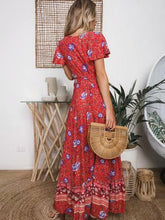 Load image into Gallery viewer, Boho Lace-up V-neck Printed Maxi Dresses

