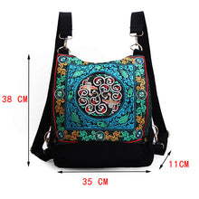 Load image into Gallery viewer, New embroidery versatile national style canvas retro Travel Backpack student schoolbag women&#39;s bag

