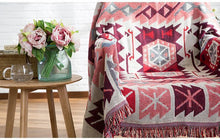 Load image into Gallery viewer, Reversible Woven Pattern Tassels Multi Purpose Sofa Cover Throw Blankets
