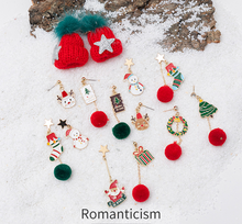 Load image into Gallery viewer, New holiday accessories colorful funny Christmas Earrings female autumn and winter wool ball earrings

