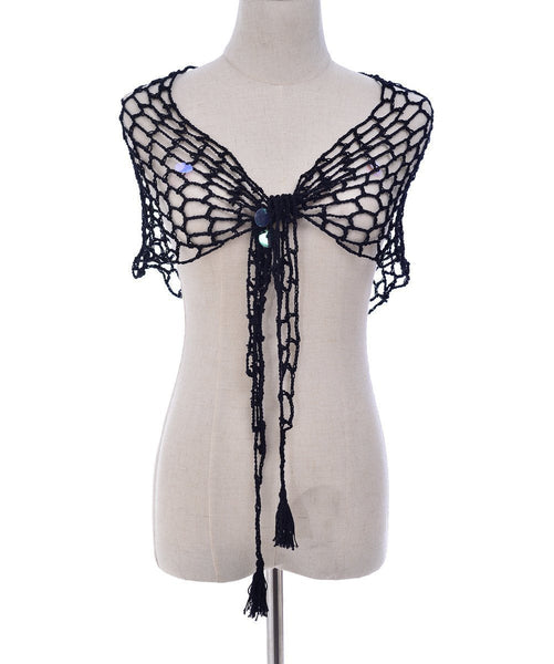 Beach Shawl Sunscreen Sexy Fishnet Sequin Triangle Cover-up