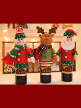 Load image into Gallery viewer, Christmas figurines champagne bottle set
