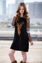 Load image into Gallery viewer, Print Elk Hooded Stitching Christmas Mini Dress
