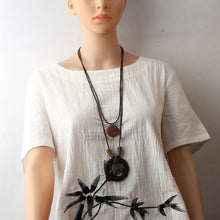 Load image into Gallery viewer, Hollow Fish Alloy Pendant Long Wax Rope Necklace Sweater Chain
