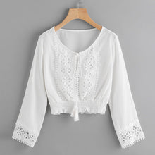 Load image into Gallery viewer, New White Long Sleeve Lace Top
