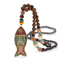 Load image into Gallery viewer, Nepal handmade original pendant wooden bead necklace female beads retro art necklace sweater chain clothing accessories
