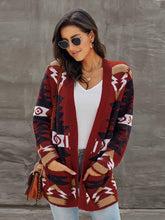 Load image into Gallery viewer, Medium and Long Cardigan Sweater Women Winter New Geometric Pattern Baggy Sweater
