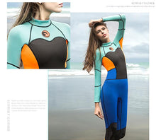 Load image into Gallery viewer, Diving suit Women&#39;s one-piece surfing suit Wet warm snorkeling suit Sunscreen swimming.
