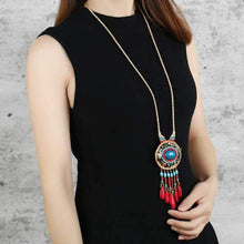 Load image into Gallery viewer, Hand-woven Folk Style Tibet Spike Long Necklace
