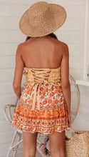 Load image into Gallery viewer, Mini Rok Geel Katoen Bloemenprint Elastische Taille Chic  Beach Boho Casual  Short Skirt
