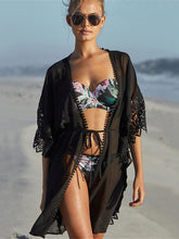 Load image into Gallery viewer, Chiffon Sleeve Lace Up Beach Skirt Sexy Cardigan Bikini Blouse
