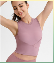 Load image into Gallery viewer, Sleeveless rib sports vest women&#39;s running fitness elastic tight-fitting yoga underwear
