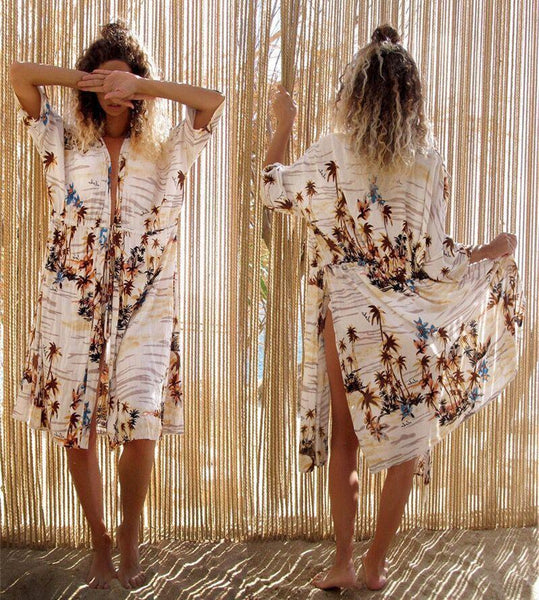 Print Chiffon New Beach Long Bikini Cover Up