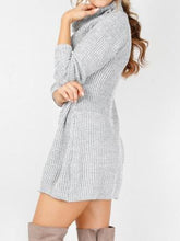 Load image into Gallery viewer, Fashion Long Sleeve Casual High Neck Striped Knit Sweater Dress
