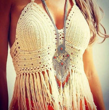 Load image into Gallery viewer, Sexy Halter Knit Tassel Bohemia Beach Tops
