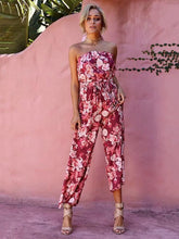 Load image into Gallery viewer, Flower Off Shoulder Boho Beach Jumpsuit
