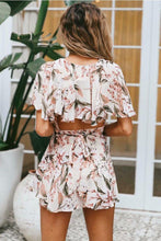 Load image into Gallery viewer, Print V Neck Short Sleeve High Waist Jumpsuit Rompers
