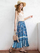 Load image into Gallery viewer, Blue Print High Waist Bohemia Skirt
