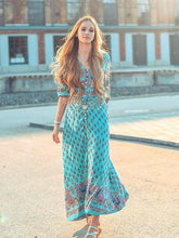 Load image into Gallery viewer, Pretty Bohemia Floral V Neck Half Sleeve Front Split Maxi Dress
