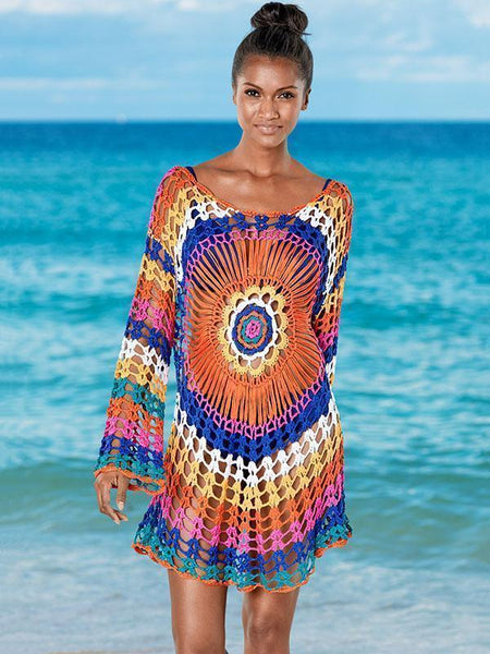 Colorful Knit Swimwear Beach Bikini Cover Up