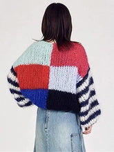 Load image into Gallery viewer, Knitting Split Joint Puff Sleeve Sweater Tops
