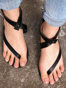 Black Low-heel Sandals Shoes For Women