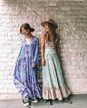 Load image into Gallery viewer, Bohemian Floral Long Sleeve V-neck Button Maxi Loose Dress
