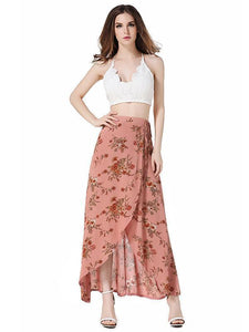 Flower High Waist Split Beach Maxi Skirt