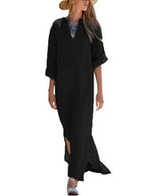 Load image into Gallery viewer, Solid Color Side Split Maxi Long Dress
