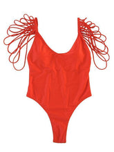 Load image into Gallery viewer, Sexy Backless Tassels Solid Color One-piece Swimwear
