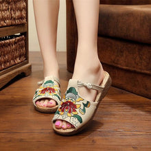 Load image into Gallery viewer, Embroidery Pattern National Wind Hollow Out Slip On Flat Sandals

