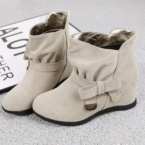 Ankle Metal Butterfly Knot Heel Increasing Slip On Boots