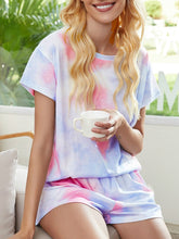 Load image into Gallery viewer, Summer casual print dye gradient star pajamas short-sleeved home suit 2
