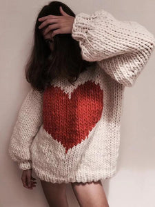 Fashion Knitting Loose Sweet heart Sweater Tops