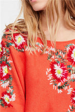 Load image into Gallery viewer, Bohemian national style crew neck flower embroidery thread loose sweater coat
