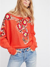 Load image into Gallery viewer, Autumn Winter Bohemian National Style Round Neck Flower Embroidery Thread Loose Sweater Coat
