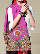 Load image into Gallery viewer, Ethnic Cotton and Linen Wild Long Embroidery Flower Shawl Scarf
